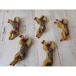 Vintage beaded circus horse unique ornament Xmas tree set all